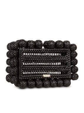 Cult Gaia Eos Black Rattan Clutch